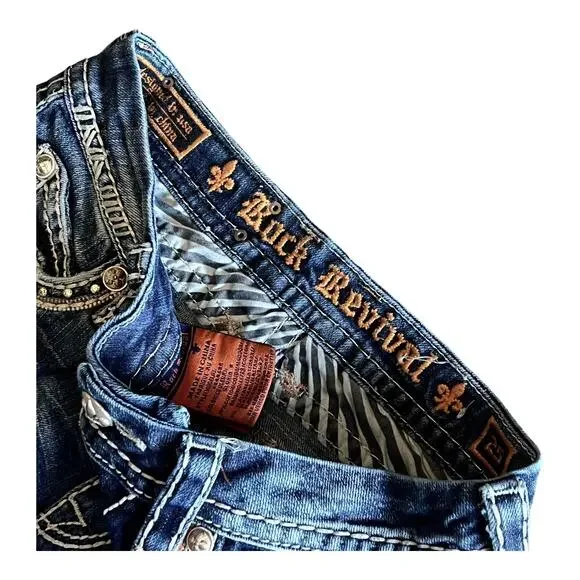 Rock Revival Blue JEAN 25 Gloria Mid Rise Straight Stretch Womens Demin Jeans - Picture 7 of 9